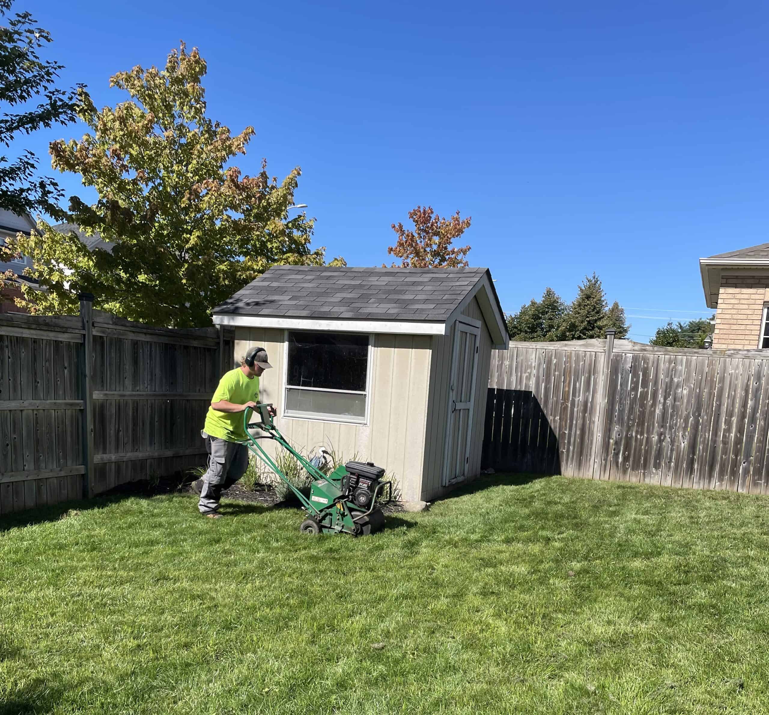 Lawn Maintenance in a backyard